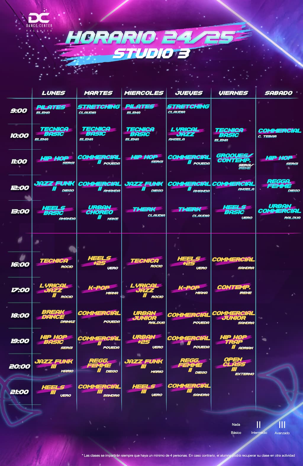 consulta horario sala 3 temporada 24 - 25